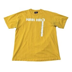 Vintage Karl Kani Men's Graphic T Shirt Yellow Made in USA Size XL 23 x 29.5